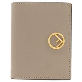 Fendi Bi-Fold Wallet Beige Leather Beige