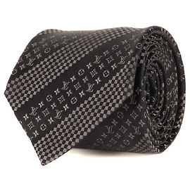 Corbata de seda Monogram negra Louis Vuitton Negro Monograma