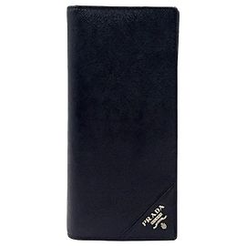 Prada Saffiano Leather Bi-fold Long Wallet Black