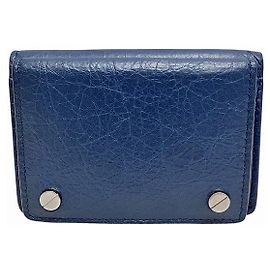 Balenciaga Mini-Leder-Compact-Wallet Blau