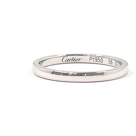 Cartier 1895 Wedding Ring Pt950 Platinum Ring Size 15.5 Silvery Metallic