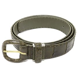 Autre Marque Cinto de crocodilo Takeo Nishida Verde Caqui