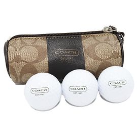 Funda para bolas de golf de lona PVC Coach Beige Marrón oscuro