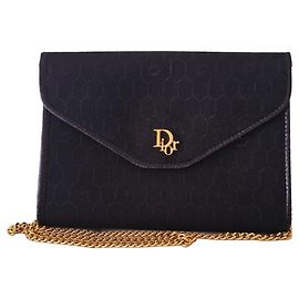 Pochette Dior in Tela Nera e Pelle Nero