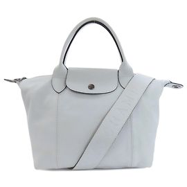 Longchamp Le Pliage 2-Way Leather Handbag Light blue