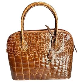 Zagliani Bugatti Crocodile Leather Handbag Caramel Caramel