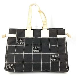 Borsa tote bicolore Chanel con logo CC Coco Mark Nero Bianco
