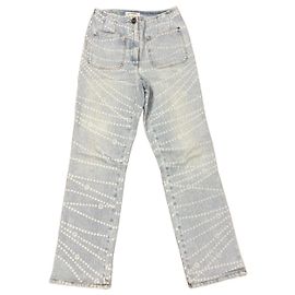 Chanel Printed Washed Jeans Blue