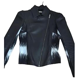 Versace Collection Leather Jacket Black White