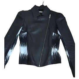 Lederjacke Versace Collection Schwarz Weiß