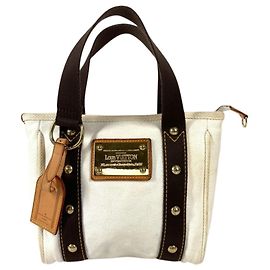 Louis Vuitton Antigua Cabas PM Tote Bag Brown White