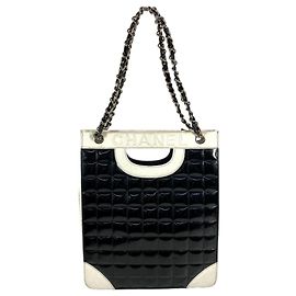 Borsa Tote in Tela Bicolore con Logo Chanel Nero Bianco