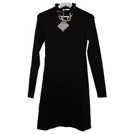 Paco Rabanne Vestido preto com colar de corrente dourada Preto