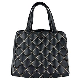 Bolsa de couro preta Chanel Preto
