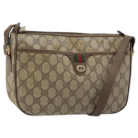 Borsa Sherry Line GG Supreme Web di GUCCI in PVC beige e oro 89 02 077 Auth ep13593 Beige D'oro