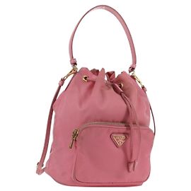 PRADA Sac à main Nylon 2 voies Rose Or Auth 173303A Rose Doré