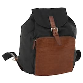 PRADA Backpack Nylon Black Silver Auth 172717 Black Silvery