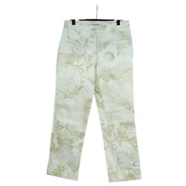 Pantalones de denim botánico CHANEL de algodón blanco CC Auth 158566M Blanco