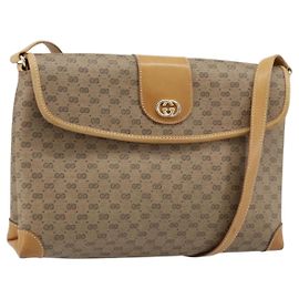 Gucci Bolso de Hombro Micro GG Supreme PVC Beige Oro Auth 173871 Beige Dorado