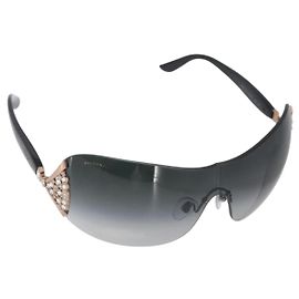 Bulgari Occhiali da sole BVLGARI metallo plastica Nero 6061-B Auth BA11296 Nero