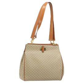 Céline Bolsa tote em lona Macadam CELINE PVC bege ouro Auth ARZ058V Bege Dourado