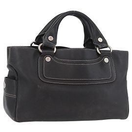 Céline CELINE Boogie bag Handtasche Leder Dunkelbraun Silber Auth BA10974 Silber Dunkelbraun