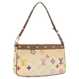 LOUIS VUITTON Pochette Accessoires Multicolore Pouch Blanc M92649 Auth LNZ992 Blanc
