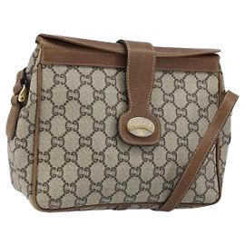 Borsa a Spalla GUCCI GG Plus Supreme PVC Beige Oro Auth 173828 Beige D'oro