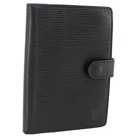 LOUIS VUITTON Epi Agenda PM Day Planner Cover Black R20092 LV Auth BA11329 Black
