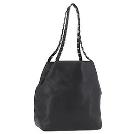 Borsa a spalla Vala Chain in pelle nera e argento di Salvatore Ferragamo Auth BA11227 Nero Argento