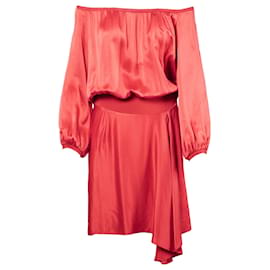 Robe de Soirée en Soie Froncée Yves Saint Laurent Rouge Autre