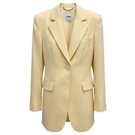 Moschino Light Yellow Classic One Button Blazer Yellow