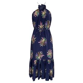 Vestido midi halter Navy Bouquet da Zimmermann Azul marinho