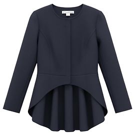 Oscar de la Renta Navy Blue High Low Double Faced Stretch Wool Jacket Navy blue