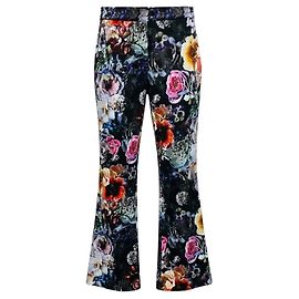 Pantalons évasés imprimés floraux multicolores noirs Adam Lippes Multicolore