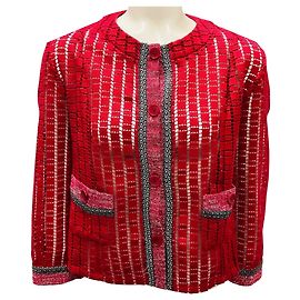 Etro rote Knopf Front Offene Webjacke Rot
