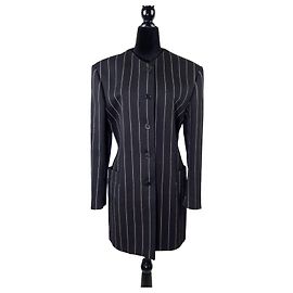 Gianni Versace long pinstriped jacket from the 80s Black