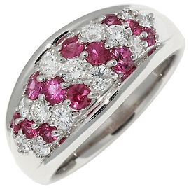 Autre Marque Pt900 0.90ct Ruby 0.50ct Diamond Ring Red