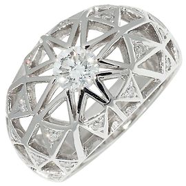 Autre Marque Pt900 Diamond Ring Silvery
