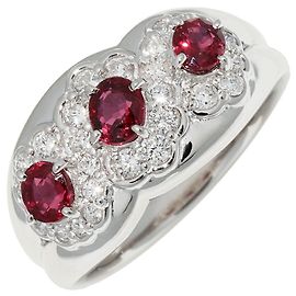 Autre Marque Pt900 Rubin-Diamant-Ring Rot