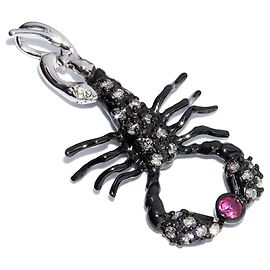 Autre Marque Au750 White Gold Black Coating Ruby Diamond Pendant Black