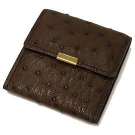 Autre Marque Portamonete in struzzo marrone Marrone