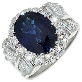 Autre Marque Pt900 Saphir-Diamant-Ring Blau