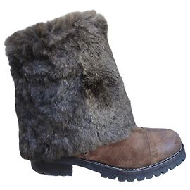 Botins Sartore em nubuck com punho de pele removível Marrom