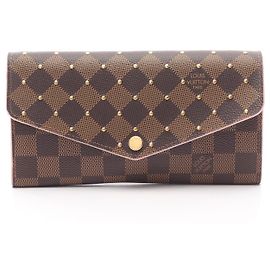Portafoglio Lungo Sarah Damier Ébène di Louis Vuitton Marrone Rosa