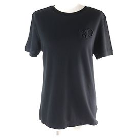 Camiseta de algodón con logo bordado Moncler Negro