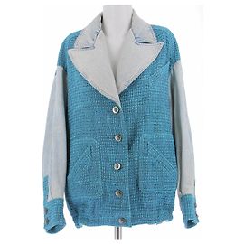 Chanel Veste en jean et tweed Blue