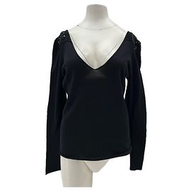 Zadig & Voltaire Top preto com strass nos ombros Preto