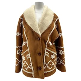 Chaqueta Maje de piel de oveja color camello Talla 36 Camello