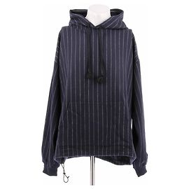 Comme Des Garcons Gestreifter Woll-Hoodie Marineblau